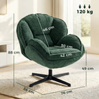 HOMCOM Modern Wingback Accent Chair, Velvet Armchair with Four-Star Base, S-Springs, Swivel, Dark Green - MOOAZAA