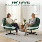 HOMCOM Modern Wingback Accent Chair, Velvet Armchair with Four-Star Base, S-Springs, Swivel, Dark Green - MOOAZAA