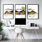 Art for Home Office – Set of 3 Japanese Wall Prints