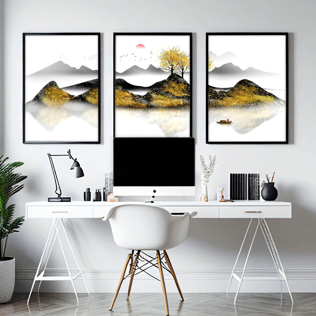 Art for Home Office – Set of 3 Japanese Wall Prints