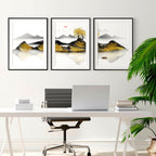 Art for Home Office – Set of 3 Japanese Wall Prints