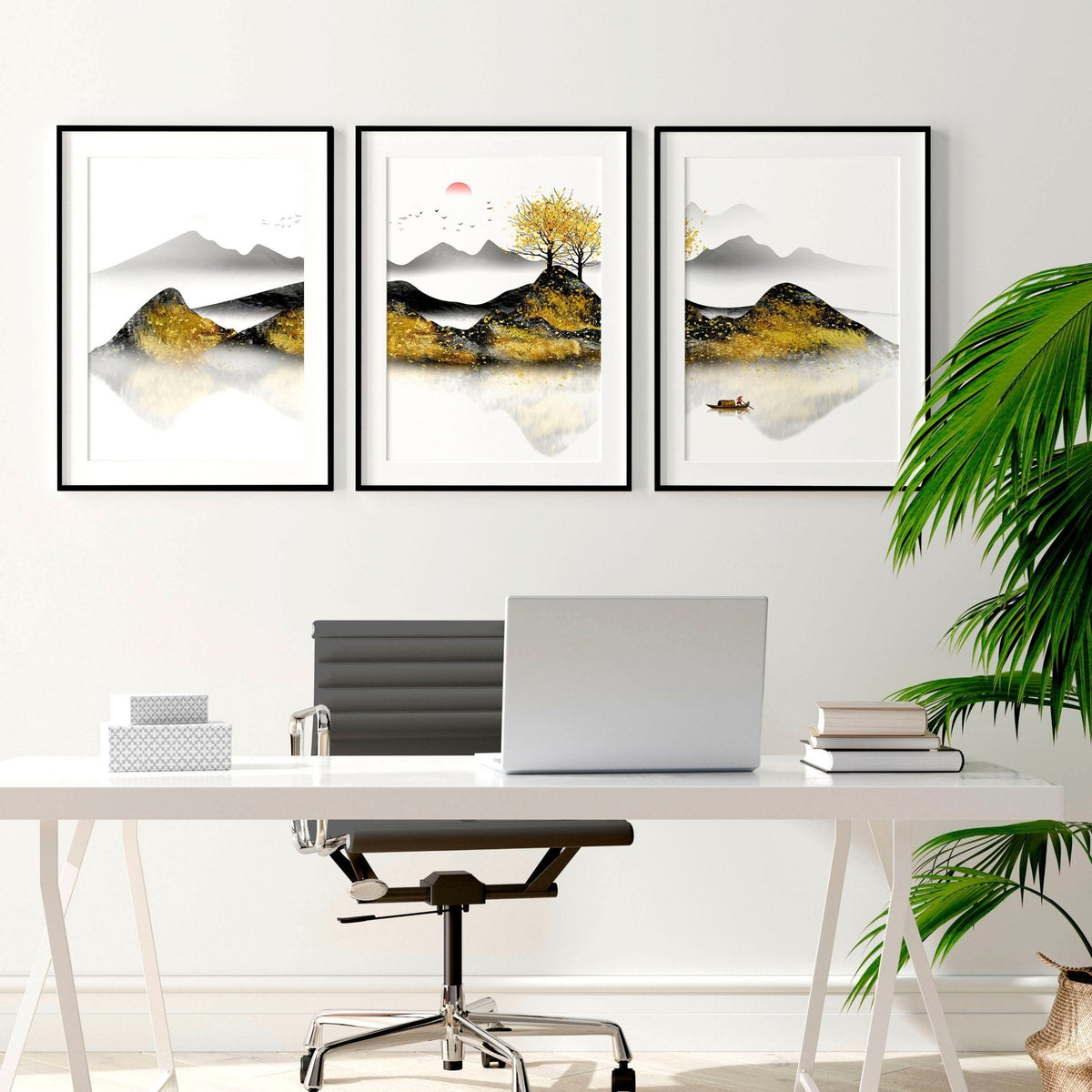 Art for Home Office – Set of 3 Japanese Wall Prints