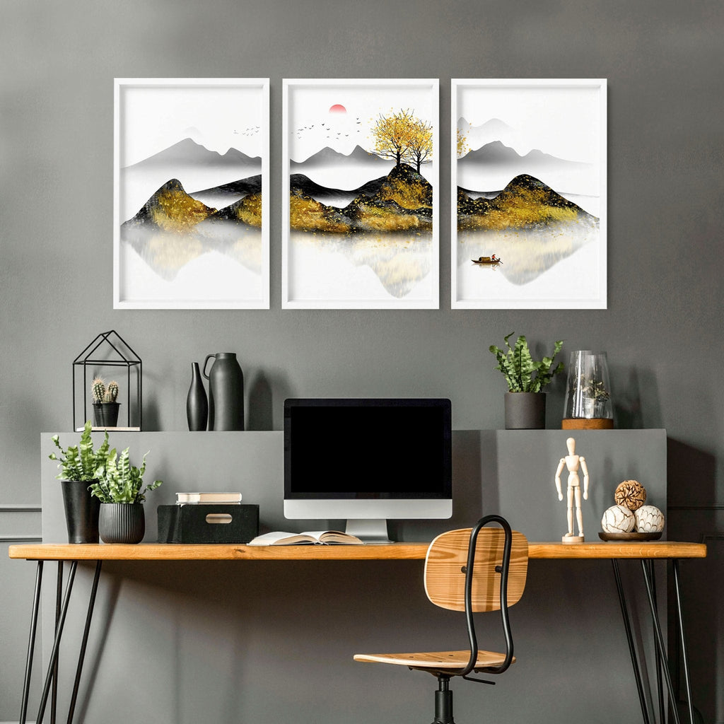 Art for Home Office – Set of 3 Japanese Wall Prints