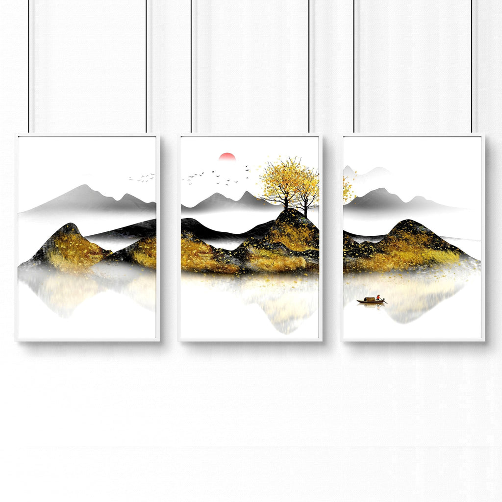 Art for Home Office – Set of 3 Japanese Wall Prints