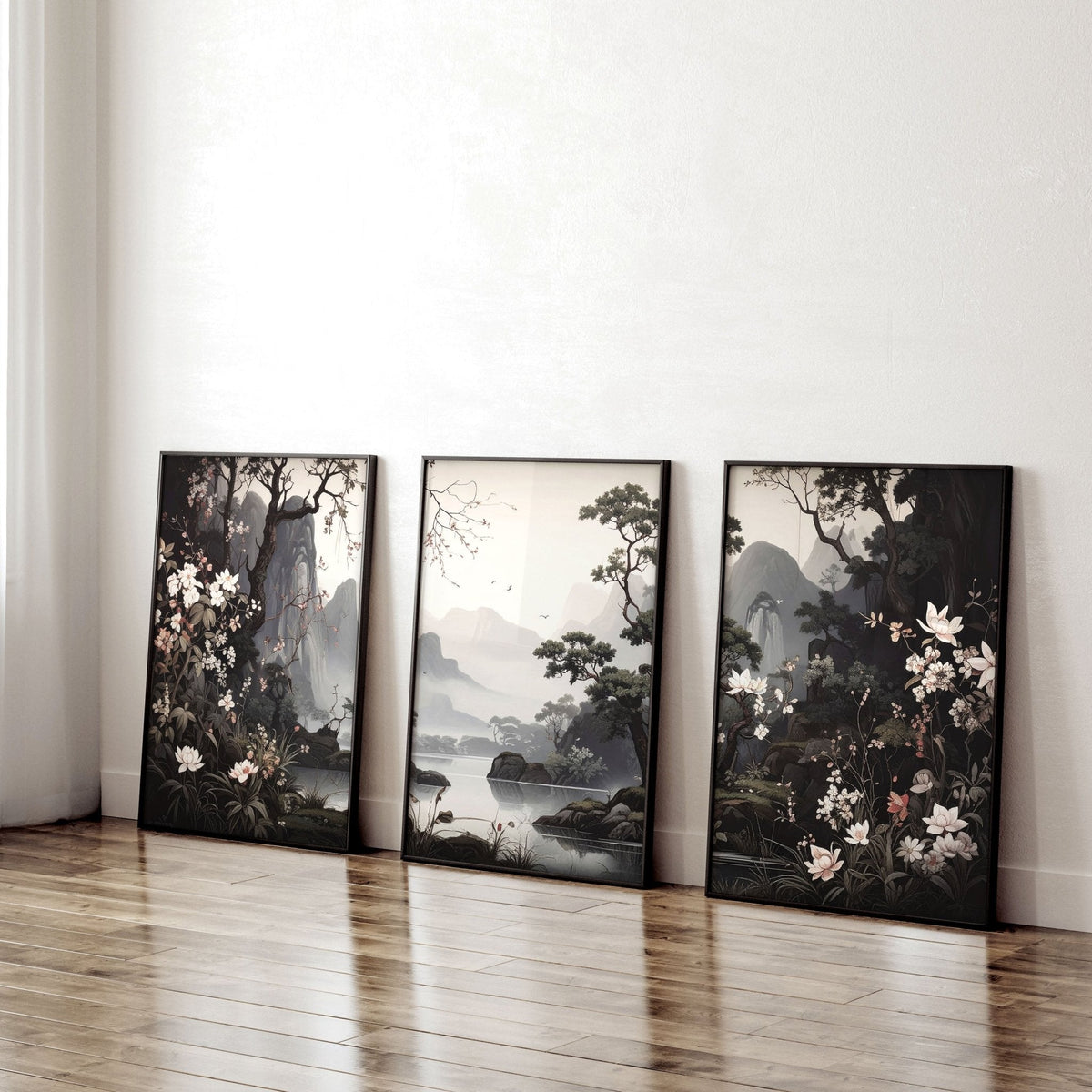 Chinoiserie Posters | Set of 3 Black & White Wall Prints
