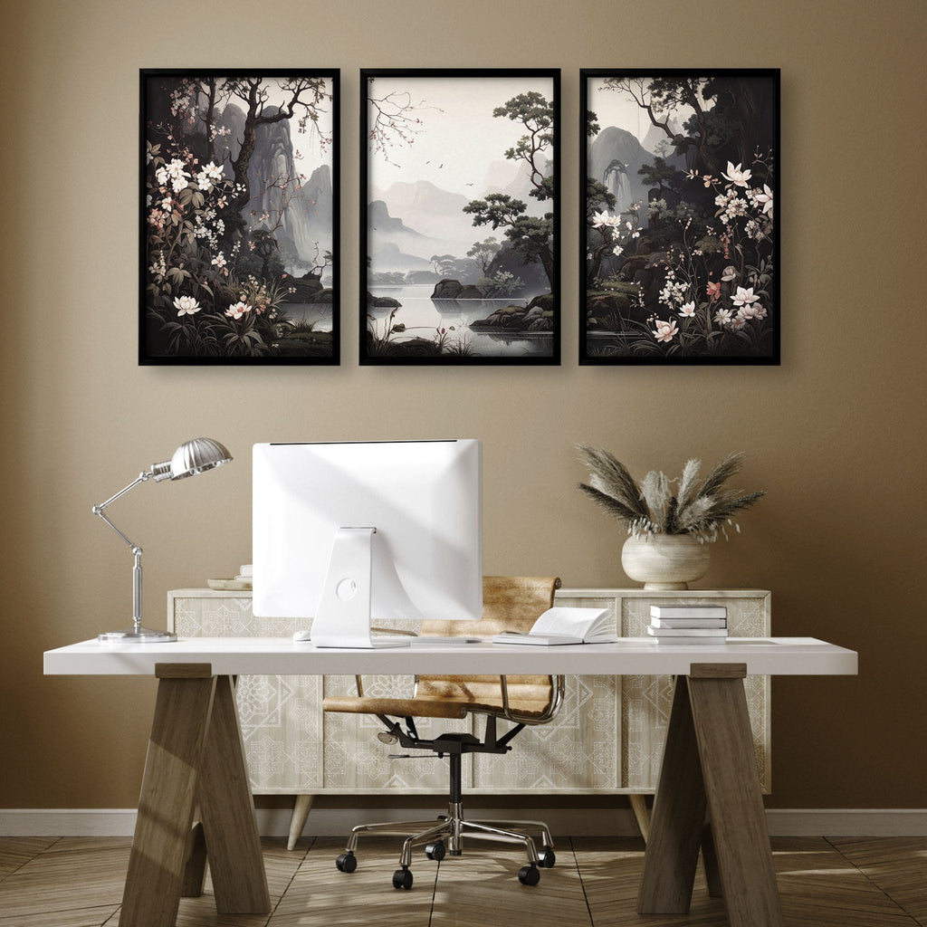 Chinoiserie Posters | Set of 3 Black & White Wall Prints