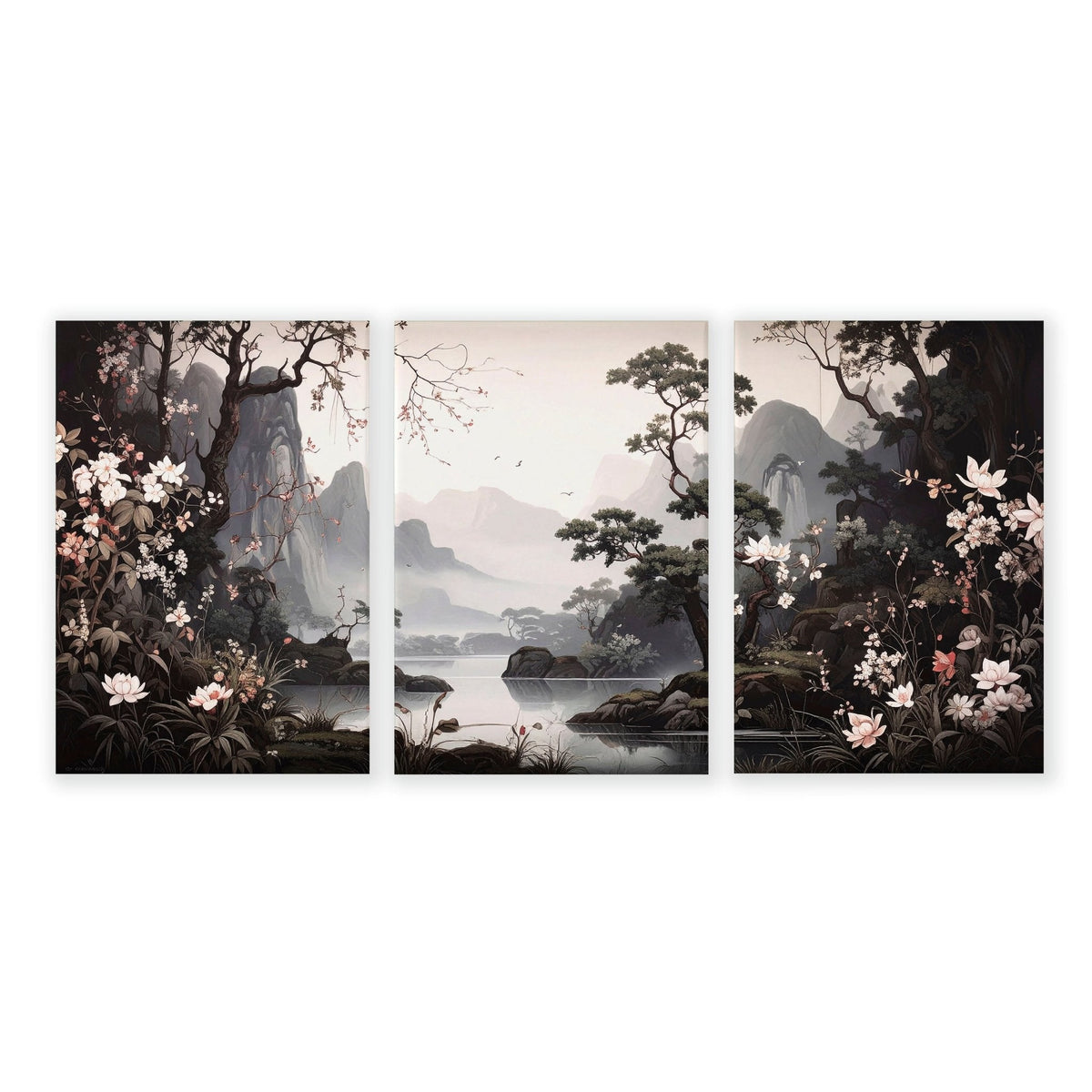 Chinoiserie Posters | Set of 3 Black & White Wall Prints