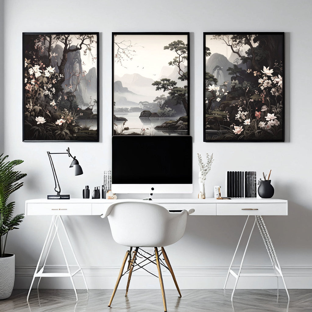 Chinoiserie Posters | Set of 3 Black & White Wall Prints