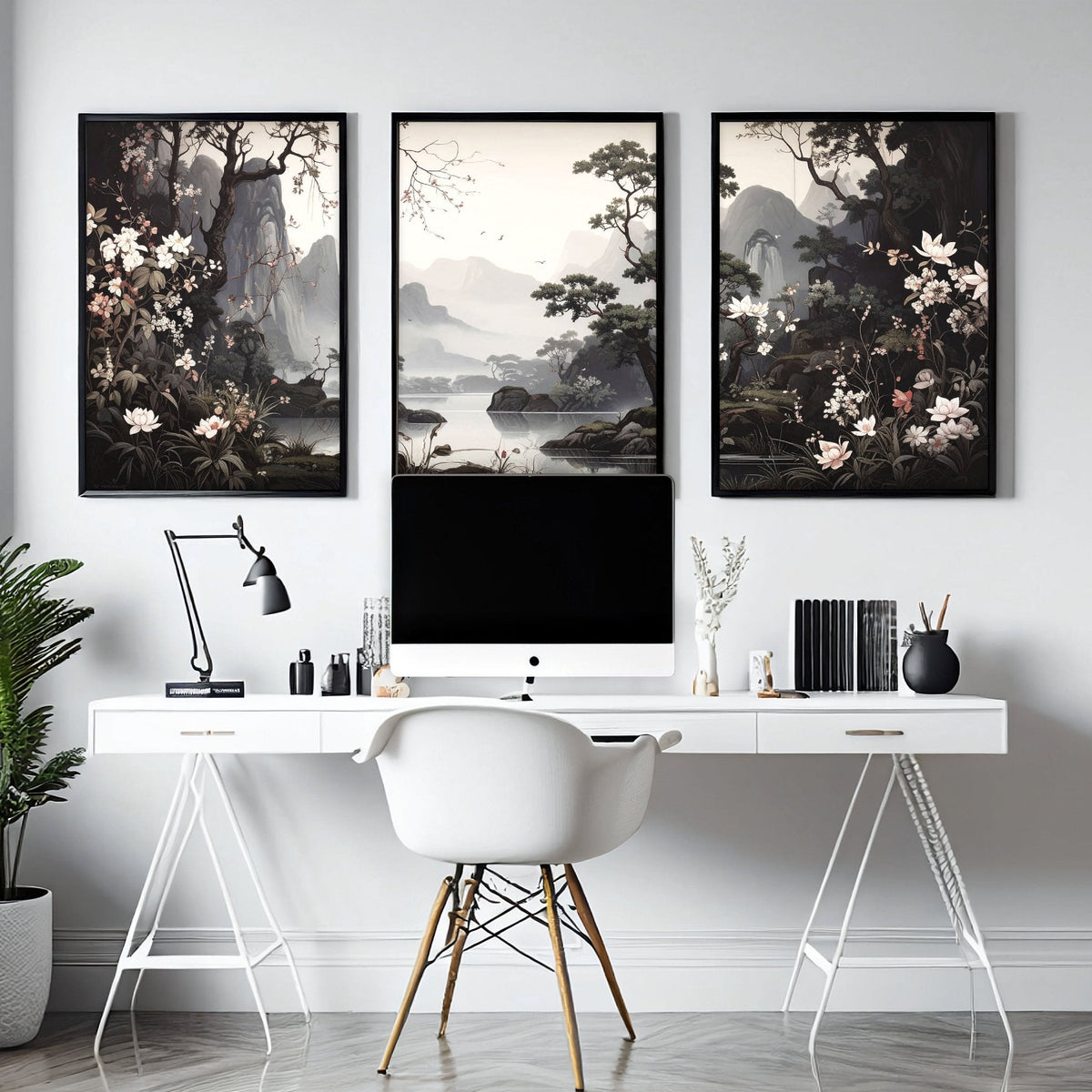 Chinoiserie Posters | Set of 3 Black & White Wall Prints