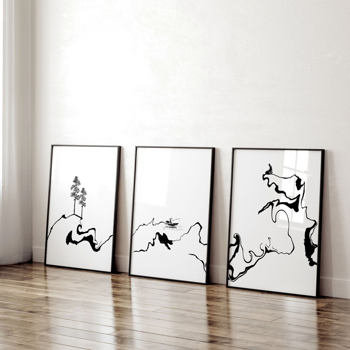 Calming Office Decor Ideas | Set of 3 Japanese Prints