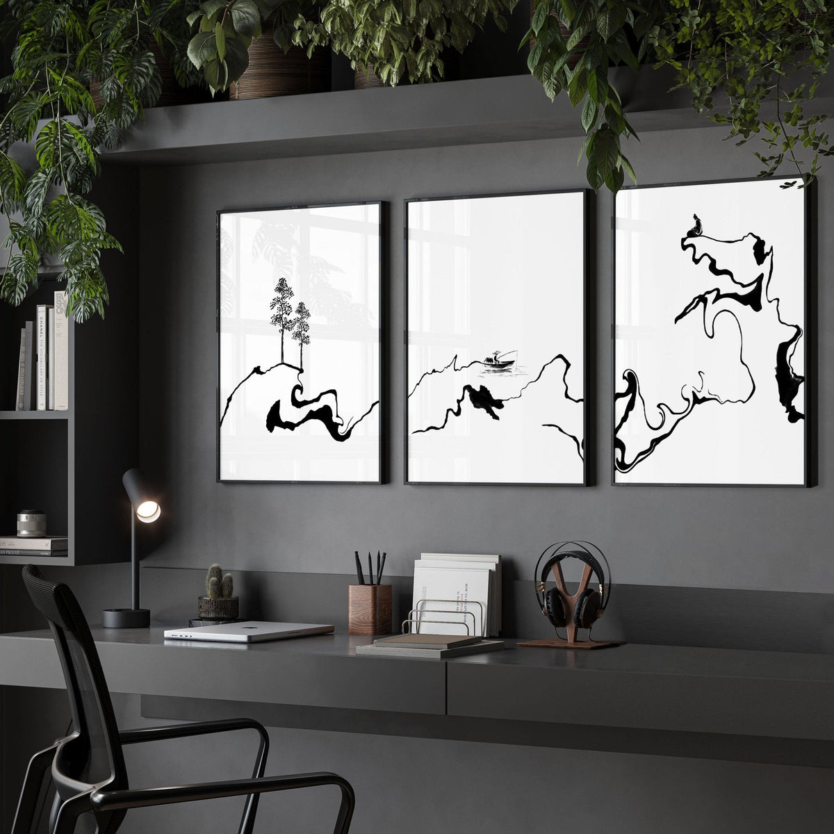 Calming Office Decor Ideas | Set of 3 Japanese Prints