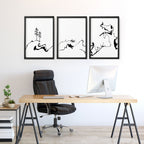 Calming Office Decor Ideas | Set of 3 Japanese Prints