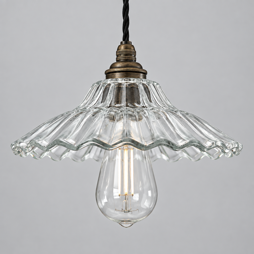 Lenwade Prismatic Glass Pendant Light – Vintage Railway Style Industrial Ceiling Light
