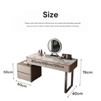 Dressing table with dimensions labeled on a white background
