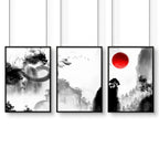 Japanese dragons art | set of 3 wall art for Home office decor
