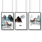 Japandi interior design | set of 3 wall art prints for Living room