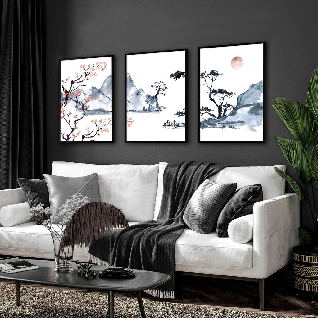Cherry Blossom Wall Art – Japanese Set of 3 Framed Prints