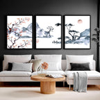 Cherry Blossom Wall Art – Japanese Set of 3 Framed Prints