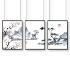 Cherry Blossom Wall Art – Japanese Set of 3 Framed Prints