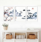 Cherry Blossom Wall Art – Japanese Set of 3 Framed Prints