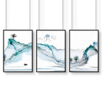 Set of 3 Prints | Teal Japanese Wall Art