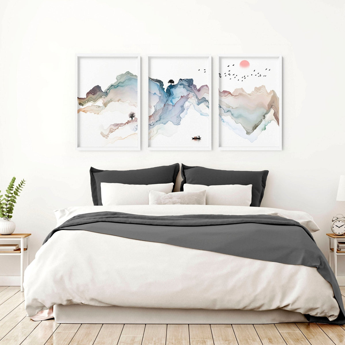 Bedroom Wall Art | Japanese Set of 3 Framed Prints