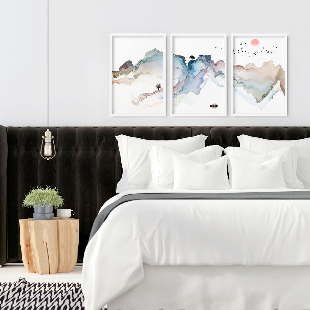 Bedroom Wall Art | Japanese Set of 3 Framed Prints