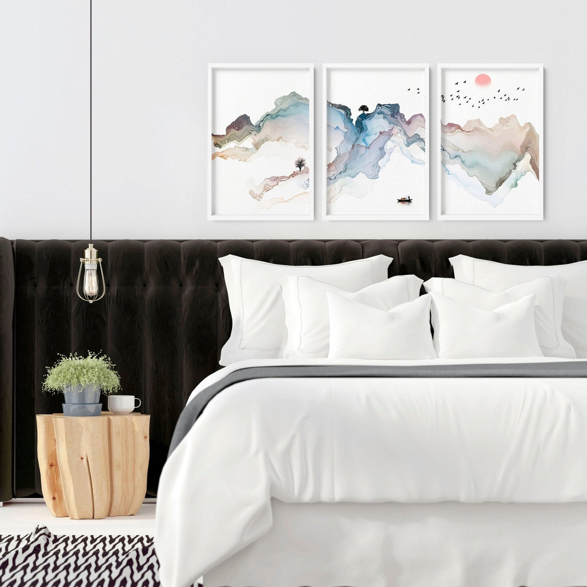 Bedroom Wall Art | Japanese Set of 3 Framed Prints