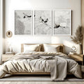 Japanese crane art | set of 3 Bedroom wall prints