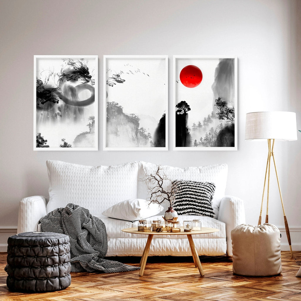 Japanese dragons art | set of 3 wall art prints