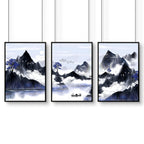 Living room pictures for walls | set of 3 Japanese art prints
