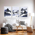 Living room pictures for walls | set of 3 Japanese art prints