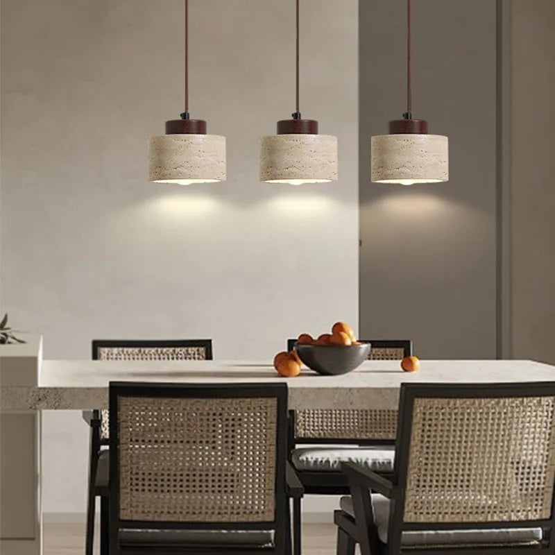 Wabi-Sabi Natural Stone Pendant Light – Japanese Modern Designer Hanging Lamp