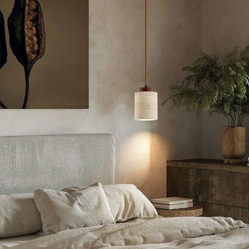 Wabi-Sabi Natural Stone Pendant Light – Japanese Modern Designer Hanging Lamp