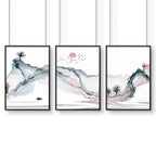 Sunset Wall Art Set of 3 | Japanese Landscape Prints