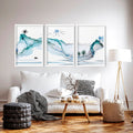 Set of 3 Prints | Teal Japanese Wall Art
