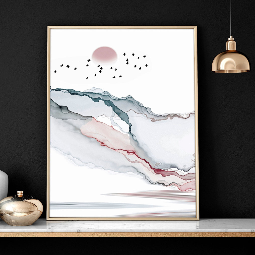 Sunset Wall Art Set of 3 | Japanese Landscape Prints