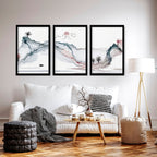 Sunset Wall Art Set of 3 | Japanese Landscape Prints