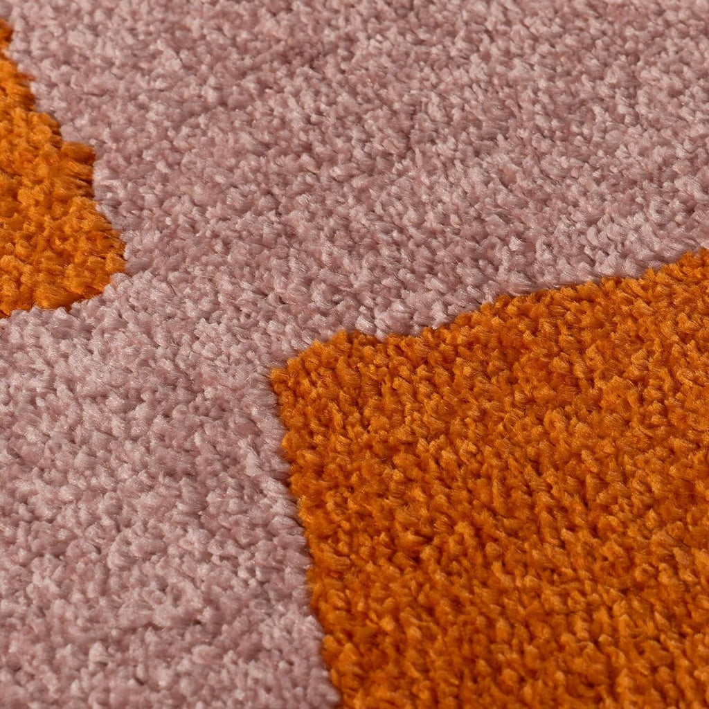 Joli Checkered Orange & Pink Rug - MOOAZAA