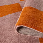 Joli Checkered Orange & Pink Rug - MOOAZAA