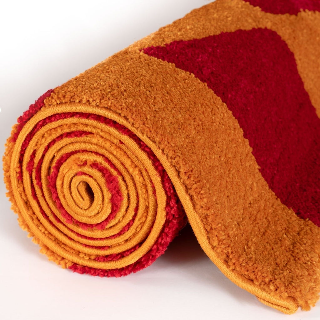 Joli Checkered Red & Orange Rug - MOOAZAA