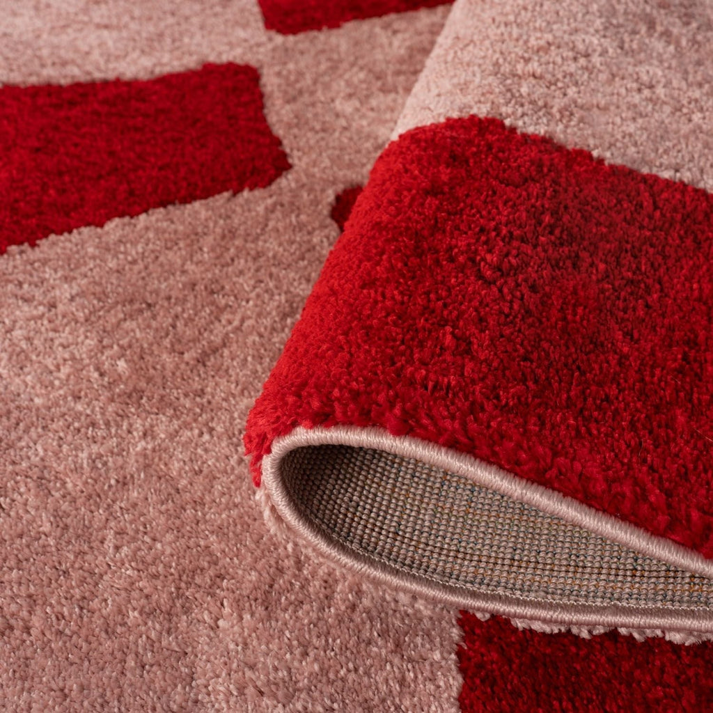 Joli Checkered Red & Pink Rug - MOOAZAA