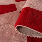 Joli Checkered Red & Pink Rug - MOOAZAA