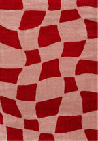 Joli Checkered Red & Pink Rug - MOOAZAA