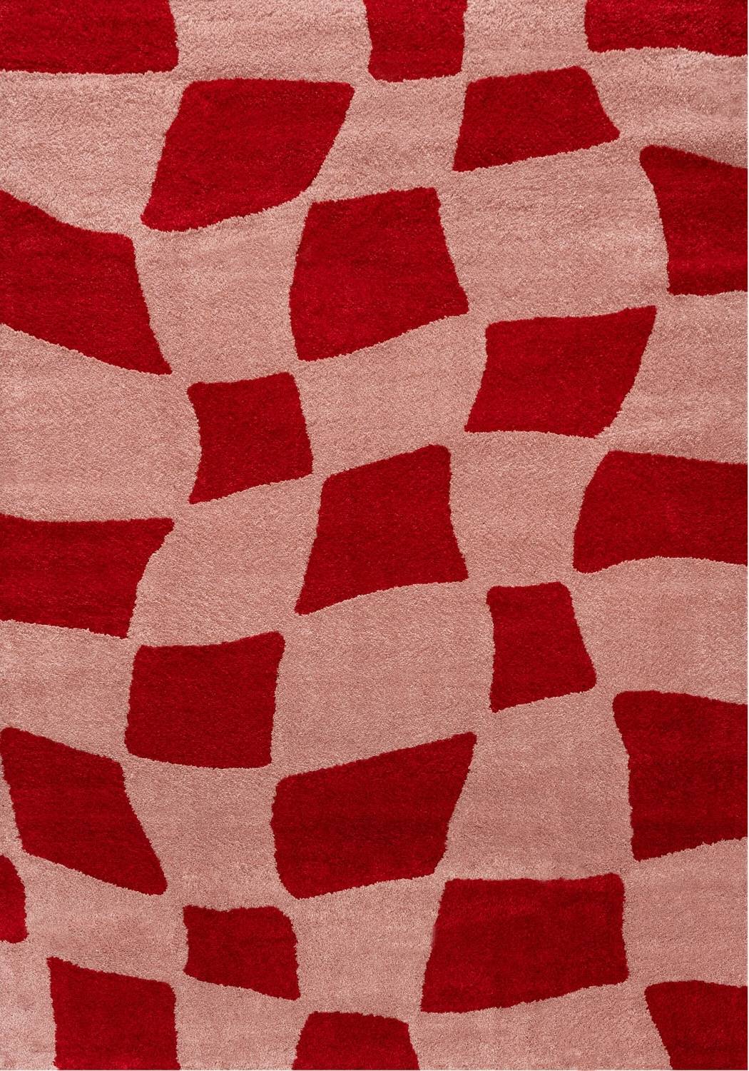 Joli Checkered Red & Pink Rug - MOOAZAA