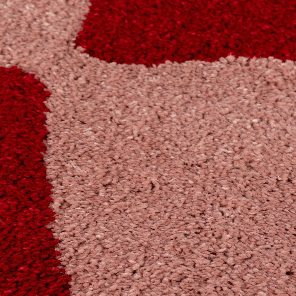 Joli Checkered Red & Pink Rug - MOOAZAA