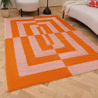 Joli Geometric Orange & Pink Rug - MOOAZAA
