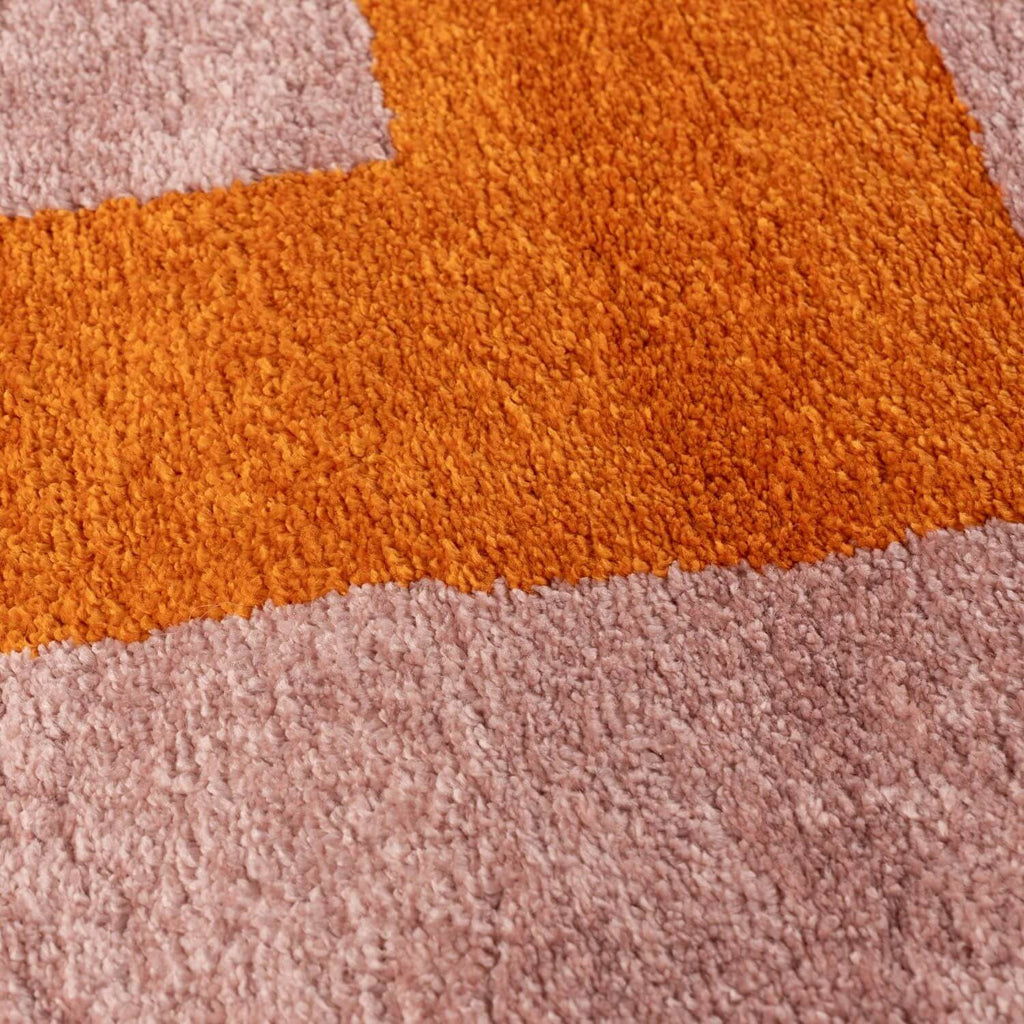 Joli Geometric Orange & Pink Rug - MOOAZAA