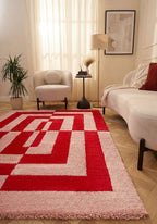 Joli Geometric Red & Pink Rug - MOOAZAA