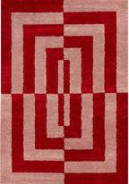 Joli Geometric Red & Pink Rug - MOOAZAA